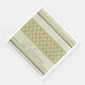 Lila Blatt und grau grün Stilvoll Serviette (Ecke)