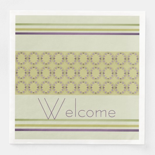 Lila Blatt und grau grün Stilvoll Serviette (Vorderseite)