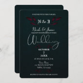 Lila Blätter Black Modern Glam Gothic Wedding Einladung (Vorne/Hinten)