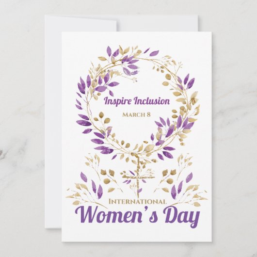 Lila Blätter Frauentag Einladung (Vorderseite)