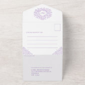 Lila Blätter für Hochzeiten ohne Umschlag All In One Einladung (Außenbereich)