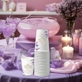 Lila Blätter Gold Tiara Quinceañera Pappbecher