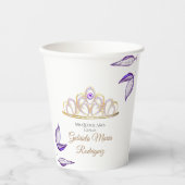 Lila Blätter Gold Tiara Quinceañera Pappbecher (Vorderseite)