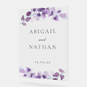 Lila Blätter Hochzeit Willkommensfeier Grosses Zei Acrylschild (Winkel)