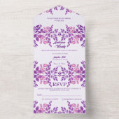 Lila Blätter Hochzeitthema All In One Einladung (Innen Boden)