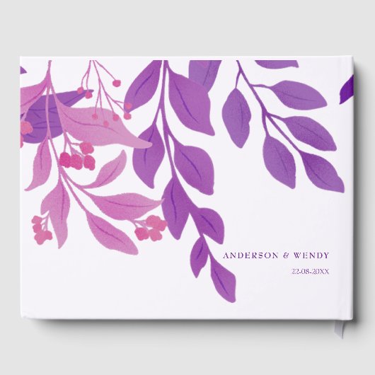 Lila Blätter Hochzeitthema Gästebuch (Rückseite)