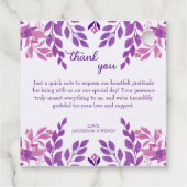 Lila Blätter Hochzeitthema Geschenkanhänger (Rückseite)
