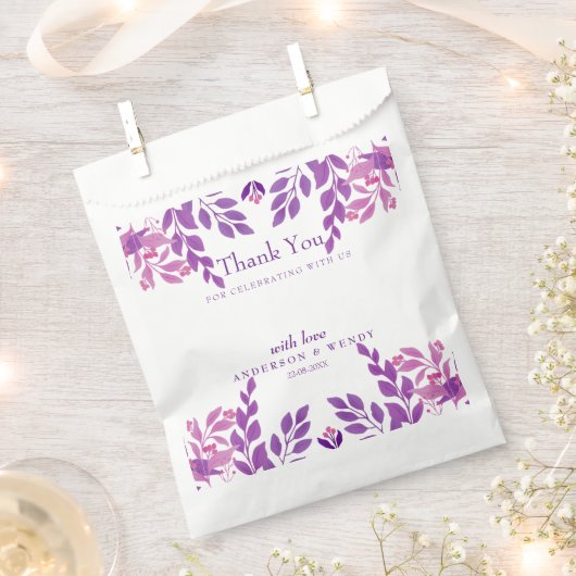 Lila Blätter Hochzeitthema Geschenktütchen (Ausgeschnitten)