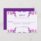 Lila Blätter Hochzeitthema RSVP Karte (Vorne/Hinten)