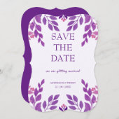 Lila Blätter Hochzeitthema Save The Date (Vorne/Hinten)