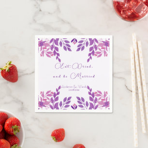 Lila Blätter Hochzeitthema Serviette