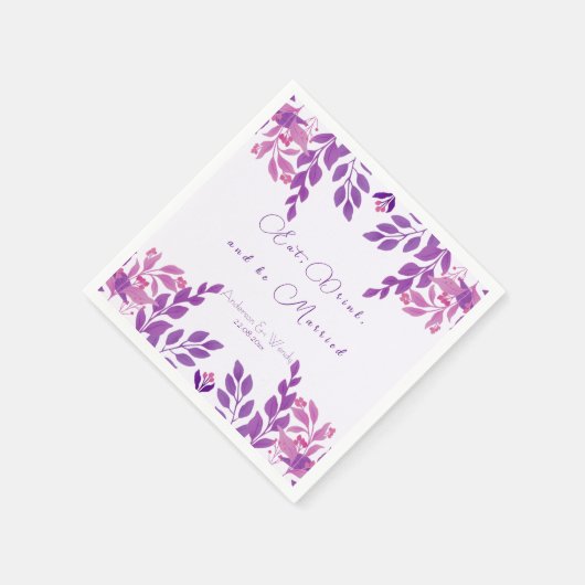 Lila Blätter Hochzeitthema Serviette (Ecke)