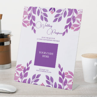 Lila Blätter Hochzeitthema Sockelschild