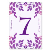 Lila Blätter Hochzeitthema Tischnummer (Rückseite)