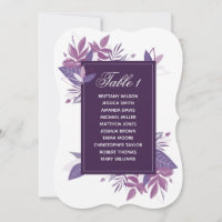 Lila Blätter Sitzordnung. Violet-Hochzeitsplan