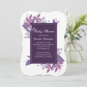 Lila Blätter. Violett Babydusche Einladung (Stehend Vorderseite)