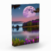 Lila Blattmoon und friedlicher See Fotoblock (Links)