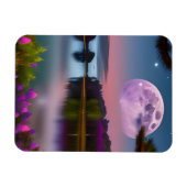Lila Blattmoon und friedlicher See Magnet (Horizontal)