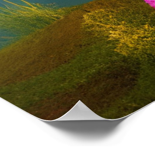 Lila Blattmoon und friedlicher See Poster (Ecke)