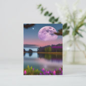 Lila Blattmoon und friedlicher See Postkarte (Stehend Vorderseite)