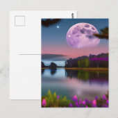 Lila Blattmoon und friedlicher See Postkarte (Vorne/Hinten)