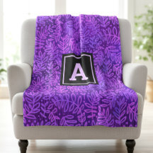Lila Blattmuster Blätter moderne, fette Monogramm