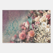 Lila & blau Afro Frau Portrait Floral Bouquet Geschenkpapier Set (Vorderseite 2)