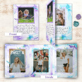 Lila, blau, Aqua Dragonfly Sweet 16 Foto Spread Dreifach Gefaltete Einladung