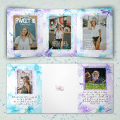 Lila, blau, Aqua Dragonfly Sweet 16 Foto Spread Dreifach Gefaltete Einladung