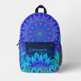 Lila Blau Aquamarin und Rosa Cool Mandala Fügen Si Bedruckter Rucksack