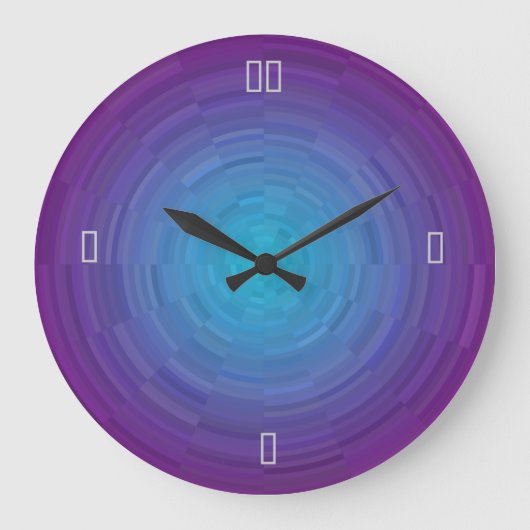 Lila Blau belichtete >Patterned Wand-Uhr Große Wanduhr (Vorderseite)