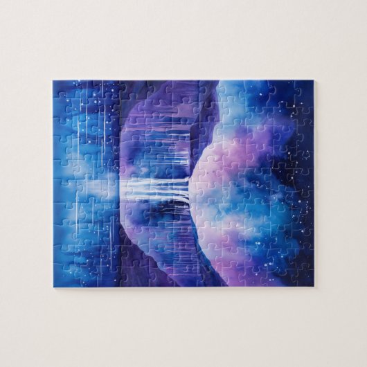 Lila Blau des kosmischen Wasserfalls Puzzle (Horizontal)