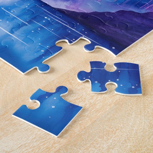 Lila Blau des kosmischen Wasserfalls Puzzle (Seite)