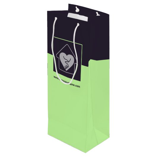 Lila & blau - Eigenes Bild und Logo Vielen Dank Geschenktüte Für Weinflaschen (Rückseite Schrägansicht)