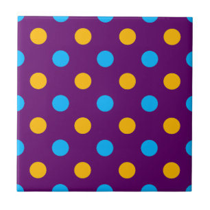Lila Blau Gelb Polka-Punkte-Design Fliese