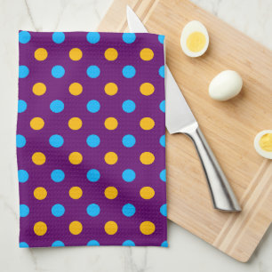 Lila Blau Gelb Punkte Design  Geschirrtuch