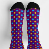 Lila Blau Gelb Punkte Design  Socken (Oben)