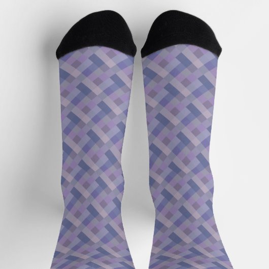 Lila Blau Geometrisches Muster Socken (Oben)