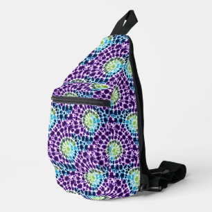 Lila Blau Grün Boho Tie-Dye-Muster Crossbody Bag
