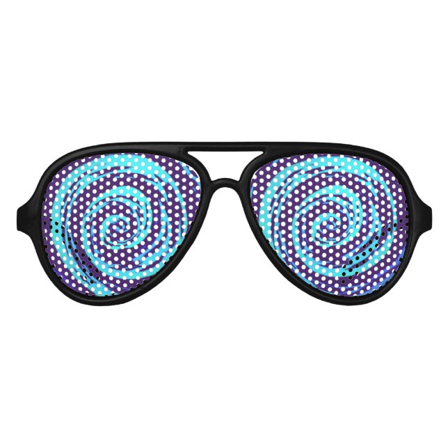 Lila & blau Hypnotic Swirl Art Sonnenbrille (Vorderseite)