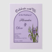 Lila & blau Iris Wasserfarbe Minimalistisch Hochze Pergament Einladungen (Vorderseite)