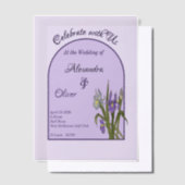 Lila & blau Iris Wasserfarbe Minimalistisch Hochze Pergament Einladungen (Versetzt)