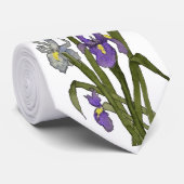 Lila & blau Iris Wasserfarbenhochzeit Krawatte (Gerollt)