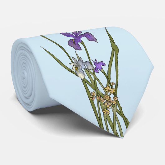 Lila & blau Iris Wasserfarbenhochzeit Krawatte (Gerollt)