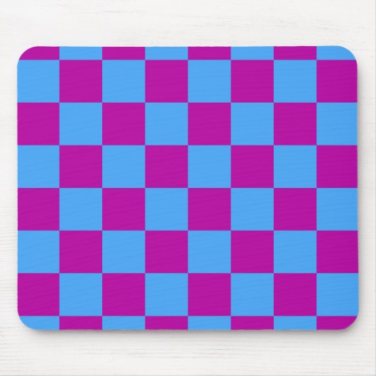 Lila Blau Kariert Kontrollmuster Mousepad (Vorne)