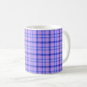 Lila Blau Kariertes Klassisches Muster Hell Kaffeetasse (VorderseiteRechts)