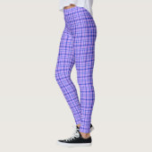 Lila Blau Kariertes Klassisches Muster Hell Leggings (Links)