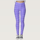 Lila Blau Kariertes Klassisches Muster Hell Leggings (Vorderseite)