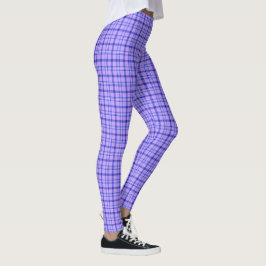 Lila Blau Kariertes Klassisches Muster Hell Leggings