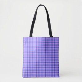 Lila Blau Kariertes Klassisches Muster Helles Tote Tasche
